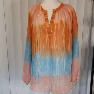 Katies Kloset Orange and Blue Women's Tunic